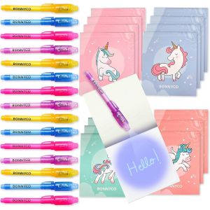 Eryi-Stylo Encre Invisible Et Carnet De Notes Pack 16 Licorne Petits Cadeaux Anniversaire Licorne Filles Et Garçons, Cadeau Anniversaire Enfants Invités, Jouet Pinata | Pochette Surprise Élèves - Neuf