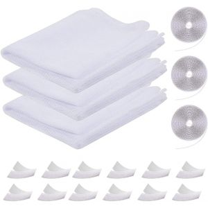 Moustiquaire Fenetre,Toile Moustiquaire 3 Pièces Mosquito Net 150x200cm Blanc,Protecteur Filet Maille Rideau De Fenêtre Écran Standard pour Fenêtre - Neuf