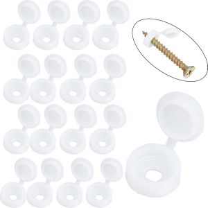 200 Pcs Blanc Pli Vis Snap Covers Plastique Charnière Capuchons Obturateur Vis Caps Rondelle Flip Tops Étanche Meubles Clôture Trou Bouchon Pour Couvrir Têtes De Vis Protection(S) - Neuf