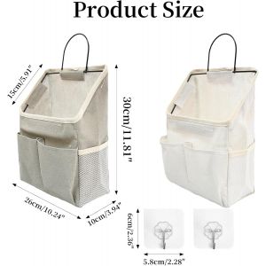 Cauc-Sac De Rangement Suspendu Mural, Pliables En Tissu De Lin Sacs De Rangement Muraux, Sac De Suspendu Mural Avec Poches, Style Minimaliste, Pour Chambre, Coucher Salle, Bain, Bureau, Cuisine - Neuf