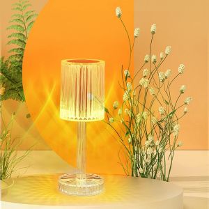 Kal-Lampe De Table En Forme De Diamant En Cristal, Lampe De Table À Contrôle Tactile, 3 Couleurs D'éclairage, Luminosité Réglable, Lampe De Chevet Pour Chambre À Coucher, Salon, Décoration De Noël - Neuf