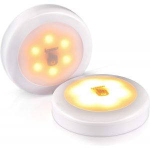 Lampe Tactile sans Fil,Dimmable Veilleuse Autocollante,Lampe LED à Piles,Applique Mural à Lumière Chaude pour Éclairage sous Meuble/Placard/Entrée/Penderie/Armoire/Étagère/Cuisine/Passage 2 Pcs - Neuf