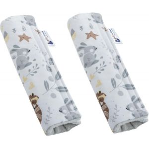 Eryi-Protège Ceinture Enfant 2 Pièces Coussin De Sécurité Voiture Protege Kids 17x22cm 100% Coton Minky Cover Securite Auto Poussette Pour Bebe Amovible (Cerf Avec Minky Gris) - Neuf