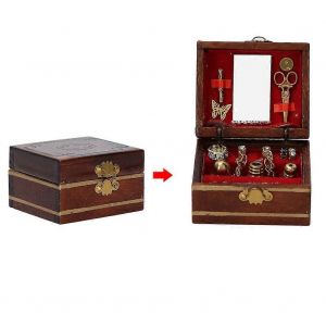 Boîte à bijoux en bois modèle miniature ornement pour accessoire de maison de poupée 1/12 - Neuf