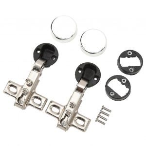 Lot de 2 charnieres a fermeture douce pour porte vitree, trou de 26 mm, pour armoire, couvercle complet - Yx - Neuf