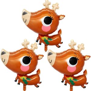 CAUC-Ballons de No&euml;l, 3pcs D&eacute;coration de Ballon de No&euml;l, Ballons de No&euml;l en Aluminium, Renne Ballon Helium, Ballon Helium No&euml;l, Deco Noel Ballon, D&eacute;coration de No&euml;l Ballons de No&euml;l (Couleur B) - Neuf