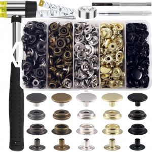 Mevronisshop-Bouton Pression, Boutons Pression 506 Articles, 5 Couleurs Boutons En Acier Inoxydable Avec Base, Marteau, Outil De Poin&ccedil;onnage, Outil Pointu, Outil Concave Pour Bricolage, Couture, Cuir - Neuf
