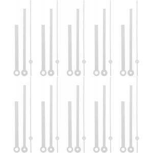 KAL-Lot De 10 Aiguilles De Montre À Bras Uniquement - Aiguilles D'Une Horloge Murale Diy - Grande Horloge Murale Numérique - Aiguilles À Quartz - Bras D'Horloge Murale Led - Réglage - Blanc Métal - Neuf