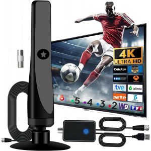 DVB-T/DVB-T2-Antenne,Antenna TV Rewave,Rewave Antenna TV for Indoor Smart TV,TV Antenna Signal Booster,Universal High Gain Indoor Outdoor Aerial for Indoor Smart TV - Neuf