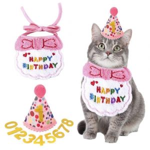 No&euml;l Pet Party PU Chat Anniversaire Party Fournitures Anniversaire Bandana Animal De Compagnie Anniversaire D&eacute;corations Fille Chat - Neuf