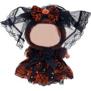 Vêtements d'halloween pour Poupée 17 cmEnsemble Jupe Citrouille et Voile à N?ud Tenue de Poupée Tendance Accessoires de Costume d'horreur pour Peluche (Vêtements Inclus Uniquement) - Neuf