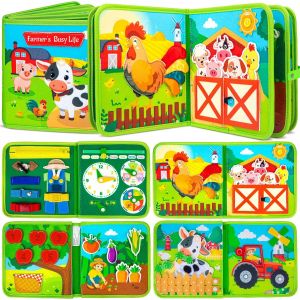 JGD-Busy Board Book Jouet Montessori pour Enfant 1 2 3 Ans - Planche d'activit&eacute;s de la Farm Cadeau d'anniversaire Jouets pour Gar&ccedil;ons et Filles de 1 an - B&eacute;b&eacute; Jouets de Voyage Avion Voiture - Neuf