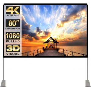 MEVRONISSHOP-cran de Projection 80 Pouces 4K HD 16: 9 Ecran Projecteur Pliable Lavable R&eacute;sistant Portable, Anti-Plis pour Vid&eacute;oprojecteurs, Projection Double Face pour Cin&eacute;ma Maison/en Plein Air (80 - Neuf