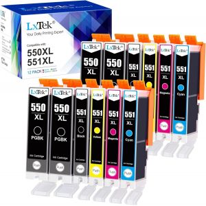ERYI-Compatible Cartouches D'Encre Remplacement Pour Canon 550 551 Pgi-550Xl Pour Pixma Mx925 Ip7200 Ip7250 Mg5650 Mg7550 Mg6350 Mg6650 Mx725 Mx920 (Pgi-Noir Cli-Noir Cyan Magenta Jaune, 12-Pack) - Neuf