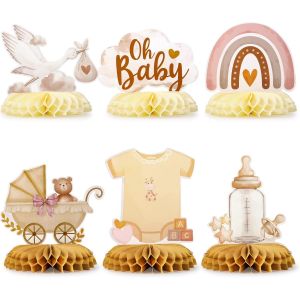 Lot De 6 Centres De Table En Nid D'Abeille Décoration Table Pour Baptême Fête De Naissance Baby Shower Des Filles - Neuf