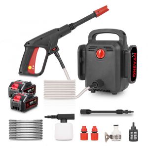 Nettoyeur haute pression &eacute;lectrique 120 Bar 2en1 pour lavage de voiture, outil de nettoyage puissant de jardin avec 2 batteries - Neuf