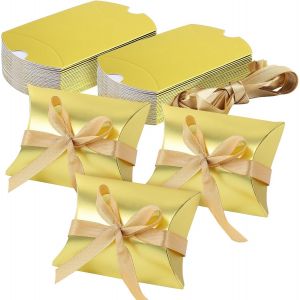 Lot de 50 boîtes cadeaux en papier d'oreiller pour bonbons, oreillers, mariage, fête, cadeau pour Thanksgiving, Noël, fête prénatale, fête des mères - Neuf