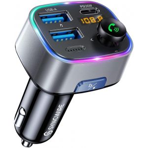 Transmetteur Fm Bluetooth 5.3 Voiture, 48w Max(Pd 36w Et 12w) Bluetooth Adaptateur De Charge Deux Usb Pour Voiture, Radio Sans Fil, Affichage Led, Appels Mains Libres, Support Clé Usb 64gb - Neuf