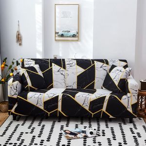 Étirer la housse du Canapé Imprimé Canapé Couvre Fauteuil de Housses pour Coussin de Canapé Canapés Élastique Universel Meubles Protecteur avec 2 Taies d'oreiller, Anti-Rayures - Neuf
