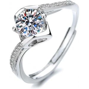 Kahfl-Bague Argent 925 Femme Reglable,Bague De Fian&ccedil;ailles Femme,Femme Bagues D'&eacute;ternit&eacute; Alliance De Fian&ccedil;ailles Mariage Avec Zircone Cubique,Id&eacute;ale Pour Fian&ccedil;ailles,Mariage E Anniversaire - Neuf