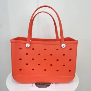 Xl Plage Croc Sac Eva Caoutchouc Étanche Voyage Pique-Nique Panier De Rangement Extra Large Femmes Shopping Sac À Main Sac Gelée Plage Fourre-Tout Sac.Orange.L(35X23X10Cm) - Neuf