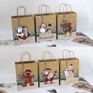 Sacs cadeaux de Noël kraft Sacs de vacances en papier assortis avec poignées et étiquettes pour la décoration de fournitures de fête de Noël,sacs de friandises de Noël-Noël de - Neuf