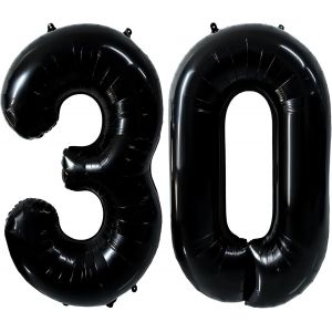 SJZG-Ballon Noir En Forme De Chiffre - 101 Cm - Ballon Noir - D&eacute;coration Pour 30E Anniversaire - Ballons G&eacute;ants &Agrave; L'H&eacute;lium - D&eacute;coration De F&ecirc;te De Mariage, D'Anniversaire - Num&eacute;ro 30 - Neuf
