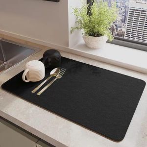 Subzonal-Tapis Egouttoir Vaisselle, Tapis De Machine &Agrave; Caf&eacute; Absorbant, Tapis De S&eacute;chage Vaisselle Egouttoir Antid&eacute;rapant Pour Cuisine, Bar(60 X 40cm,Noir) - Neuf