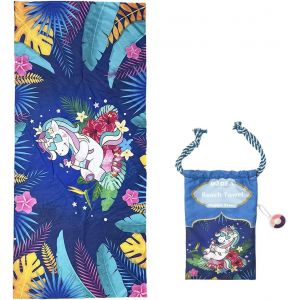 Serviette De Plage En Microfibre Pour Enfants 80 X 180 Cm,Serviette De Plage Licorne Fille Sans Sable Et Ultra Légère,Absorbante Ultra Douce Grande Piscine Voyage Natation Serviette De Douche - Neuf