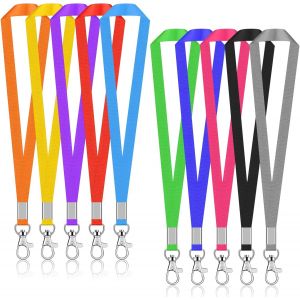 Lot De 10 Cordons Tour De Cou En Nylon Durable Avec Clip En M&eacute;tal Cordon Tour De Cou En Polyester De Qualit&eacute; Sup&eacute;rieure Avec Clips Pivotants Pour Porte-Carte D'identit&eacute;, &Eacute;tudiants - Neuf