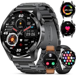 Montre Connect&eacute;e Homme Avec Appel Bluetooth,1.43"" Amoled Montre Connect&eacute;e,100+Modes Sportifs,3 Bracelets, Fr&eacute;quence Cardiaque Moniteur Sommeil, Etanche Ip68 Notification Pour Android Ios - Neuf