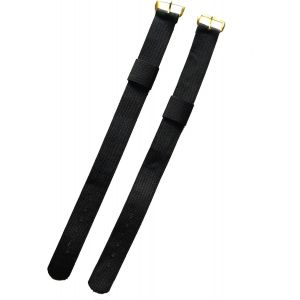 Kal-Bracelet De Montre Nylon Noir Type Nato Militaire 18mm Pour Homme New Old Stock 1960 - Bande Vintage Original - Strap D'horlogerie Antique(2 Boucles, Doré) - Neuf