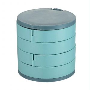 4 Couches Rotative Bijoux Bo&icirc;te De Rangement Grande Capacit&eacute; Collier Bracelet Organisateur Bleu - Neuf