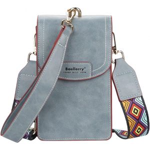 CAUC-Femmes Sac Bandouli&egrave;re Mode Sac de T&eacute;l&eacute;phone Sac D'&eacute;paule Fille PU Crossbody Bag Portefeuille pour Achats Voyage Bleu - Neuf