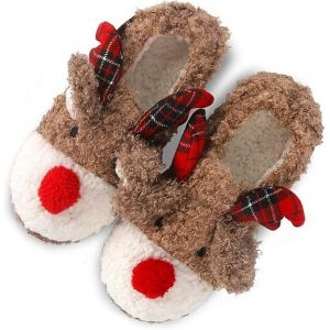 &iquest;4#&iquest;Doux Chaud En Peluche &Agrave; La Main Des Femmes De No&euml;l Des Chaussures&iquest;Non-Slip Coton Pantoufles D'int&eacute;rieur En Nid D'abeille Avec Le Talon - Neuf