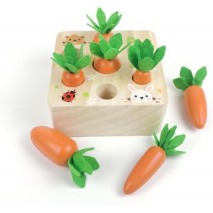 KAL-Jouet En Bois &Agrave; Partir De 1 An, Jouet De Motricit&eacute; Pour B&eacute;b&eacute; De 12 Mois, Gar&ccedil;ons Et Filles, Jeu De Tri Montessori, Puzzle En Bois, R&eacute;colte De Carottes, Jouet &Eacute;ducatif, Cadeau D'Anniversaire Pour - Neuf