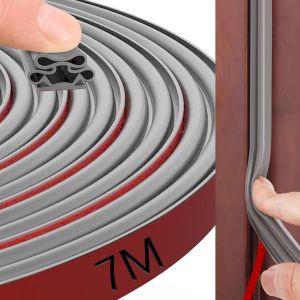 Joint Porte Fenetre 10mm*10mm*7M Joint D'étanchéité pour Porte Isolation Phonique Porte Anti-collision Antibruit Étanche à l'eau Antipoussière (Gris,10mm*10mm*7M) - Neuf
