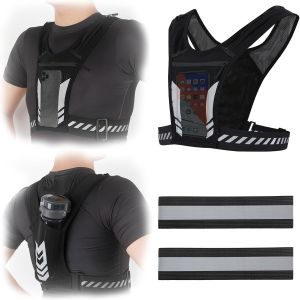 Subzonal-Gilet De Running R&eacute;fl&eacute;chissant Homme/Femme Avec Poche T&eacute;l&eacute;phone Et Porte-Bouteille - Respirant Pour Course &Agrave; Pied, Trail, Cyclisme - S&eacute;curit&eacute; Nuit/Matin - Neuf