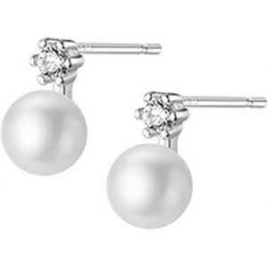 Chenquansarl-Boucles D'oreilles En Perles De Diamant,Boucle Oreille Perle Blanche Argent 925,Boucles D'oreilles Petites Perles D'eau Douce,Clou Boucle D'oreilles Perle De Culture Pour Filles Femme - Neuf