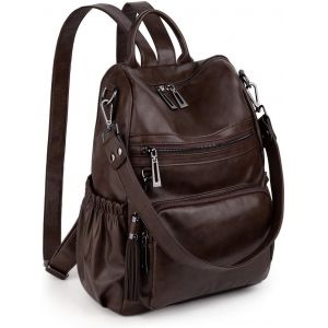 KALANKA-Femme Sac port&eacute; Dos Anti-Vol Sac &agrave; Main port&eacute; &eacute;paule Glands Multi Compartiment PU Cuir lav&eacute; - Neuf