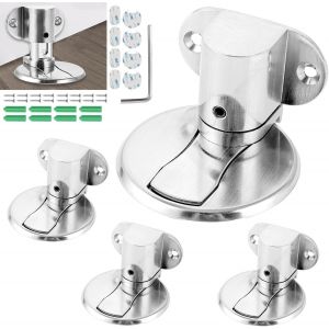 Letnerny-Lot De 4 Butoirs De Porte Magnétiques Invisibles Réglables À Coller Au Sol - Sans Perçage - Pour Différents Types De Portes - Résistants Au Sol - Noir - Neuf