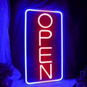 Open Usb Powered Led Neon Sign Decorative Led Words Signs For Shop, Club, Garage, Decoration, Children's Room, Party Bar Decoration (Blue Red) - Neuf