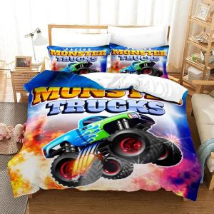 Parure De Lit Monster Jam Pour Lit Simple, Double, Double, Queen Et King Size. Parure De Lit Monster Jam F1 Pour Chambre D'adolescent, Housse De Couette, Anime - Neuf