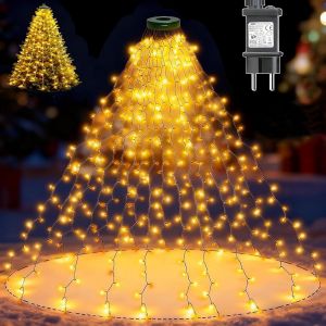 JGD-Guirlande Lumineuse Sapin de No&euml;l, 400 LED 2M * 16 Guirlande Lumineuse avec Anneau, 8 Modes Lumiere Sapin de No&euml;l, &Eacute;tanche Christmas Tree Lights pour Interieur Exterieur D&eacute;cor - Blanc Chaud - Neuf