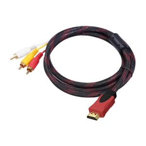 MEVRONISSHOP-HDMI M&acirc;le vers 3 RCA, C&acirc;ble connexion HDMI RCA 1.5M Adaptateur Convertisseur, C&acirc;ble de Transmission 1080P pour HDTV Projecteur R&eacute;cepteur DVD Bo&icirc;tier D&eacute;codeur, Connecteurs Plaqu&eacute;s Or, Uni - Neuf