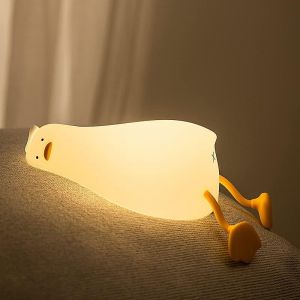 Silicone Baby Night Light, Rechargeable Silicone Touch Duck Night Light With Phone Stand Function, 3 Adjustable Levels Night Light Child Silicone Portable Girl Boy Christmas - Neuf
