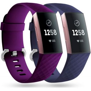2 Pack Bracelet De Remplacement Compatible Avec Fitbit Charge 3 Bracelet/Fitbit Charge 4 Bracelet, Bandes De Sport Classiques Pour Femmes Hommes, Petit Grand - Neuf