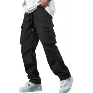 Tzf-Pantalons Cargo Homme Coton Pantalon De Travail Avec Multi Poches Taille Elastique Cordon De Serrage - Neuf