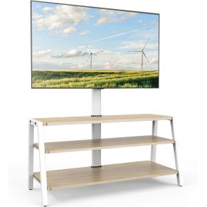 MEVRONISSHOP-Meuble TV avec Support en Bois pour Ecran TV de 37 &agrave; 70 Pouces et Meuble Support TV 6 R&eacute;glages en Hauteur 1135 mm &agrave; 1299 mm jusqu'&agrave; 35 KG Max.VESA 600x400 mm pour Salon Chambre R&eacute;union - Neuf