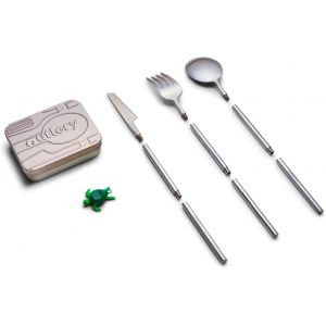 Checarzhn--No1-Set De Couverts De Voyage Portables Et Réutilisables En Acier Inoxydable (Argent Brut) - Étui De Voyage Inclus Pour Un Transport Facile - Neuf
